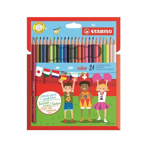 Színes ceruza készlet, hatszögletű, STABILO "Color", 24 szín