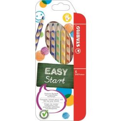   Színes ceruza készlet, háromszögletű, balkezes, STABILO "EasyColours", 6 szín