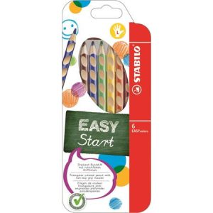 Színes ceruza készlet, háromszögletű, balkezes, STABILO "EasyColours", 6 szín