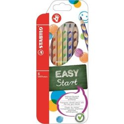   Színes ceruza készlet, háromszögletű, jobbkezes, STABILO "EasyColours", 6 szín