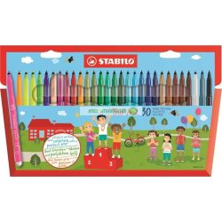   Filctoll készlet, 0,7 mm, STABILO "Trio A-Z", 30 szín