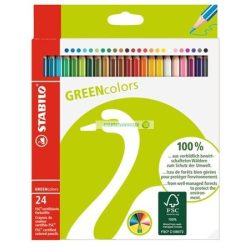   Színes ceruza készlet, hatszögletű, STABILO "GreenColours", 24 szín