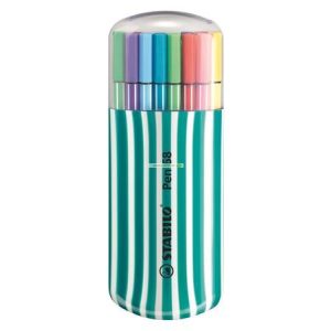 Rostirón készlet, 1 mm, türkiz tok, STABILO "Pen 68 Zebrui", 20 különböző szín