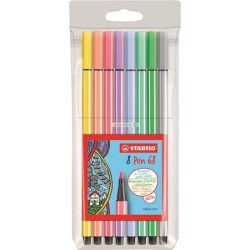  Rostirón készlet, 1 mm, STABILO "Pen 68", 8 pasztell szín