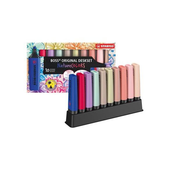 Szövegkiemelő készlet, 2-5 mm, STABILO "BOSS original NatureCOLORS Wildflowers", 10 különböző szín