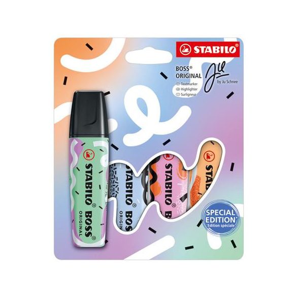 Szövegkiemelő készlet, 2-5 mm, STABILO "Boss Original Ju Schnee", 4 különböző szín