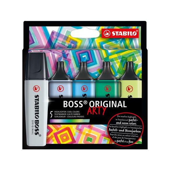Szövegkiemelő készlet, 2-5 mm, STABILO "BOSS original Arty", 5 hideg szín