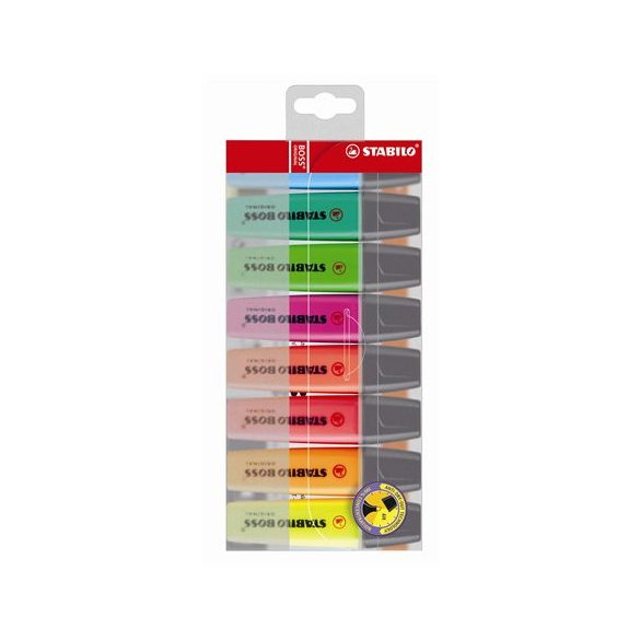 Szövegkiemelő készlet, 2-5 mm, STABILO "BOSS original", 8 különböző szín