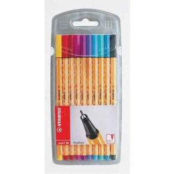   Tűfilc készlet, 0,4 mm, STABILO "Point 88", 10 különböző szín