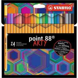   Tűfilc készlet, 0,4 mm, STABILO "Point 88 ARTY", 24 különböző szín