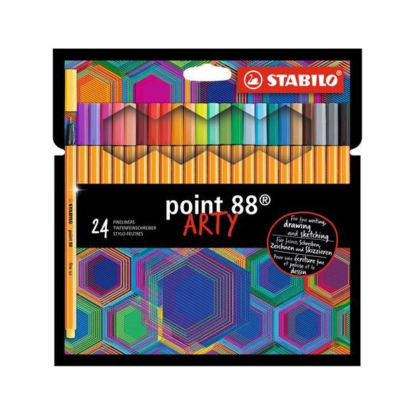 Tűfilc készlet, 0,4 mm, STABILO "Point 88 ARTY", 24 különböző szín