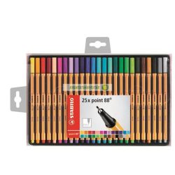   Tűfilc készlet, 0,4 mm, STABILO "Point 88", 25 különböző szín