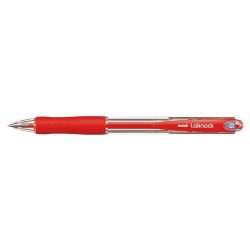   Golyóstoll, 0,3 mm, nyomógombos, UNI "SN-100 Laknock", piros