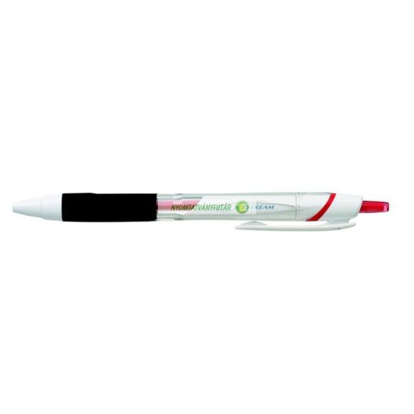 Golyóstoll, 0,5 mm, nyomógombos, fehér tolltest, UNI "SXN-155 Jetstream", piros