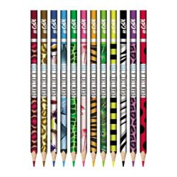   Színes ceruza készlet, háromszögletű, COOL BY VICTORIA "Wildlife", 12 különböző szín