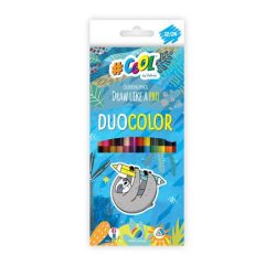   Színes ceruza készlet, háromszögletű, kétvégű, COOL BY VICTORIA "Duocolor", 24 különböz szín