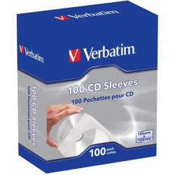   CD/DVD boríték, papír, ablakos, bebújtatós fül, VERBATIM, fehér