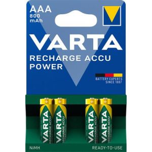 Tölthető elem, AAA mikro, 4x800 mAh, előtöltött, VARTA "Longlife Accu"
