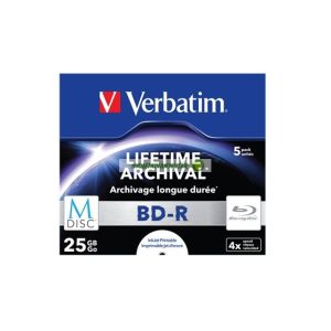 BD-R BluRay lemez, archiváló, nyomtatható, M-DISC, 25GB, 4x, normál tok, VERBATIM