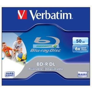 BD-R BluRay lemez, kétrétegű, nyomtatható, 50GB, 6x, normál tok, VERBATIM