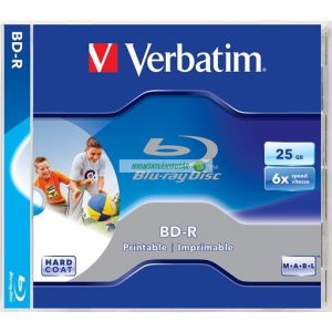 BD-R BluRay lemez, nyomtatható, 25GB, 6x, normál tok, VERBATIM