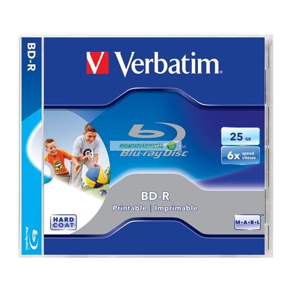BD-R BluRay lemez, nyomtatható, 25GB, 6x, normál tok, VERBATIM