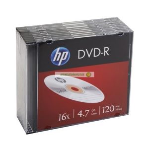 DVD-R lemez, 4,7 GB, 16x, 10 db, vékony tok, HP