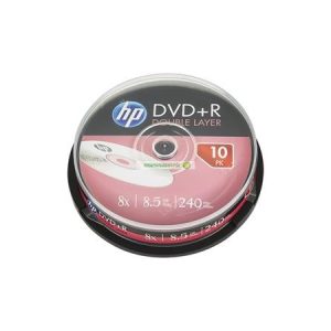 DVD+R lemez, kétrétegű, 8,5GB, 8x, 10 db, hengeren, HP