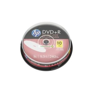 DVD+R lemez, nyomtatható, kétrétegű, 8,5GB, 8x, 10 db, hengeren, HP