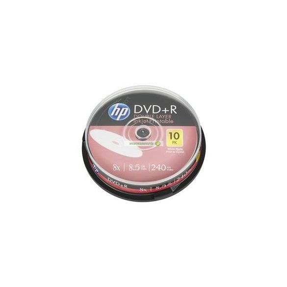 DVD+R lemez, nyomtatható, kétrétegű, 8,5GB, 8x, 10 db, hengeren, HP