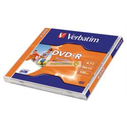   DVD-R lemez, nyomtatható, matt, ID, 4,7GB, 16x, normál tok, VERBATIM