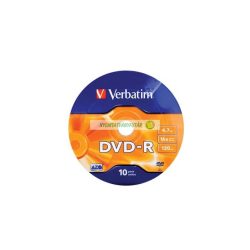 DVD-R lemez, 4,7GB, 16x, 10 db, zsugor csomaglás, VERBATIM