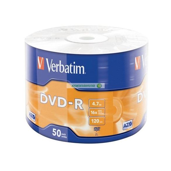 DVD-R lemez, 4,7GB, 16x, 50 db, zsugor csomagolás, VERBATIM