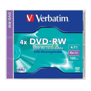 DVD-RW lemez, újraírható, 4,7GB, 4x, normál tok, VERBATIM