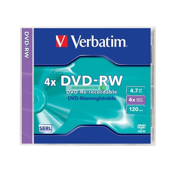 DVD-RW lemez, újraírható, 4,7GB, 4x, normál tok, VERBATIM