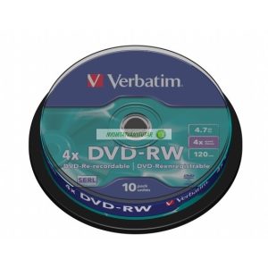 DVD-RW lemez, újraírható, 4,7GB, 4x, 10 db, hengeren, VERBATIM