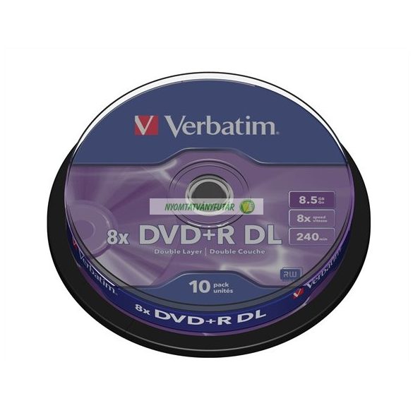 DVD+R lemez, kétrétegű, 8,5GB, 8x, 10 db, hengeren, VERBATIM "Double Layer"