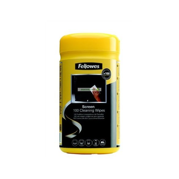 Tisztítókendő, képernyőhöz, 100 db, FELLOWES