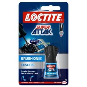 Pillanatragasztó, ecsetes, 5 g, HENKEL "Loctite Super Attak"