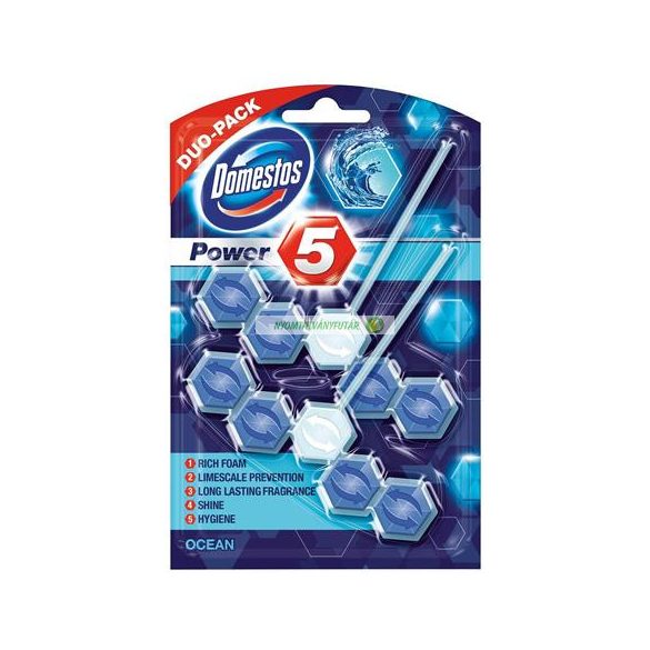 WC fertőtlenítő, 2 db-os, DOMESTOS "Power 5"