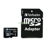Memóriakártya, microSDHC, 32GB, CL10/U1, 90/10 MB/s, adapter, VERBATIM "Premium"