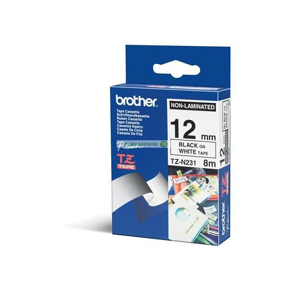 Feliratozógép szalag, matt, 12 mm x 8 m, BROTHER, "TZe-N231" fehér-fekete