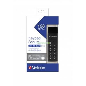 Pendrive, 128GB, jelszavas titkosítás, 160/130Mb/s, USB 3.0, VERBATIM "Keypad Secure"