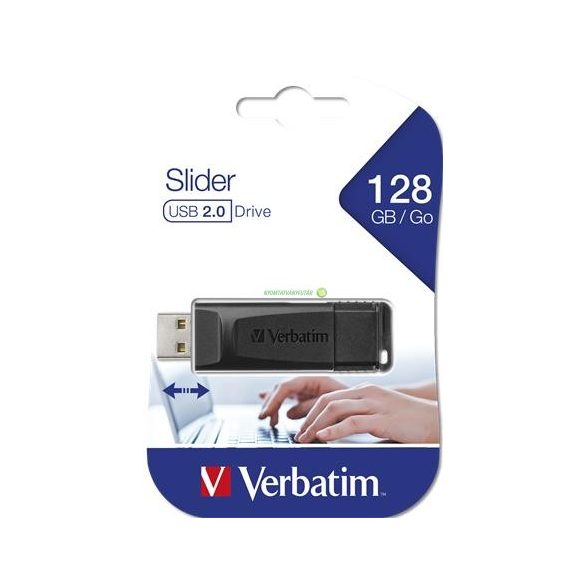 Pendrive, 128GB, USB 2.0, VERBATIM "Slider", fekete