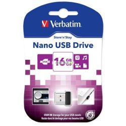   Pendrive, 16GB, USB 2.0, 10/3MB/sec, VERBATIM "Nano"