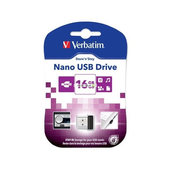 Pendrive, 16GB, USB 2.0, 10/3MB/sec, VERBATIM "Nano"