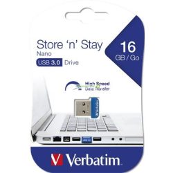   Pendrive, 16GB, USB 3.0, 80/25MB/sec, VERBATIM "NANO STORE 'N' STAY"