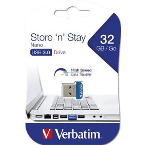 Pendrive, 32GB, USB 3.0, 80/25MB/sec, VERBATIM "NANO STORE 'N' STAY"