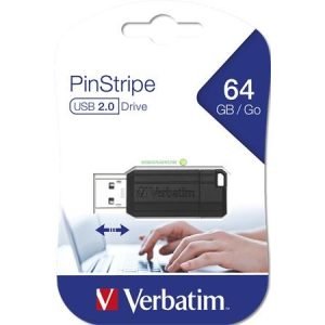 Pendrive, 64GB, USB 2.0, 10/4MB/sec, VERBATIM "PinStripe"