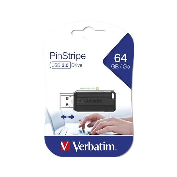 Pendrive, 64GB, USB 2.0, 10/4MB/sec, VERBATIM "PinStripe"
